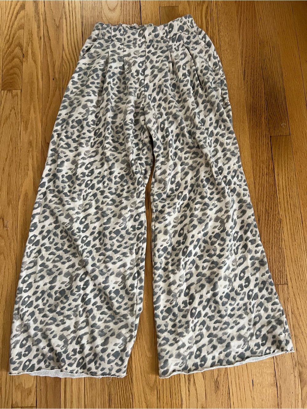 aerie Leopard-Print Street Trouser Bottoms in Gray and Cream